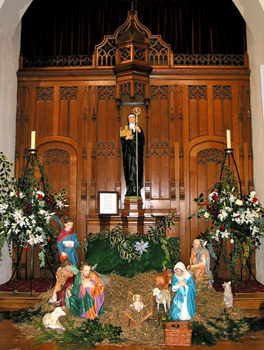 [Crib in front of shrine]