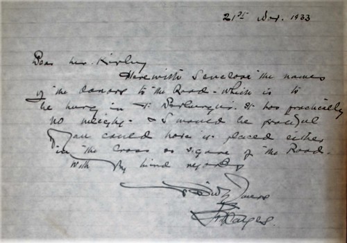 [Photograph of handwritten letter]