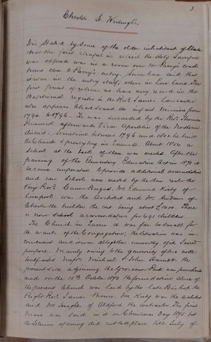 [Manuscript notes of Canon Chamv=bers]